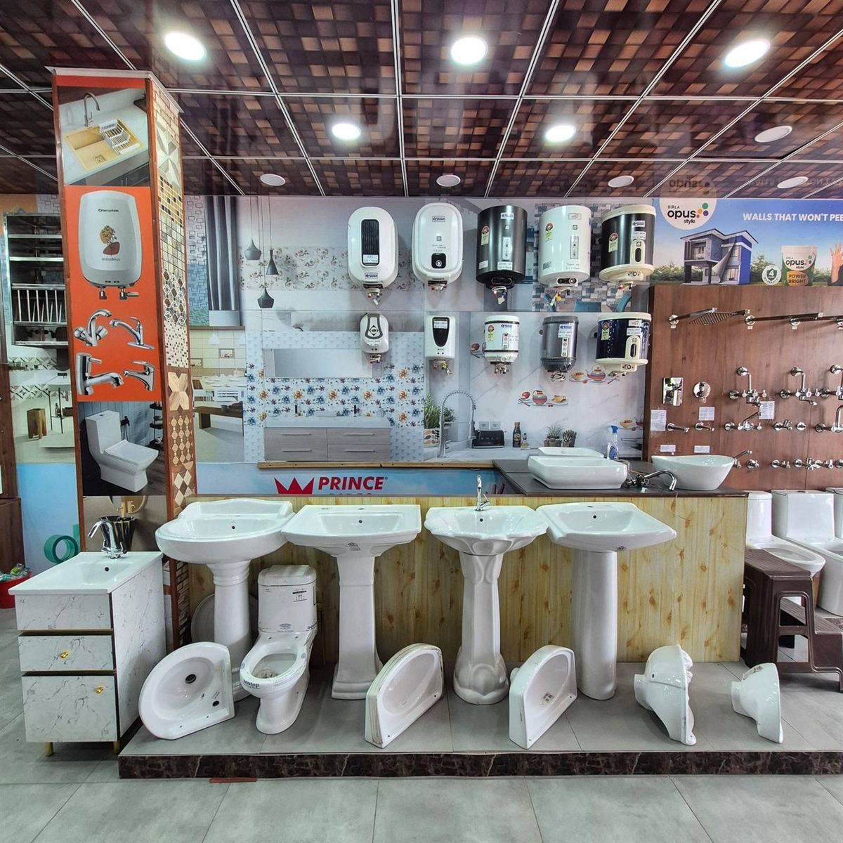 Sanitaryware showroom display at Gupta Tiles & Sanitary
